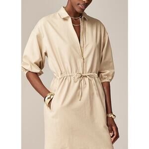 J. Crew Cream Drawstring Shirt Dress